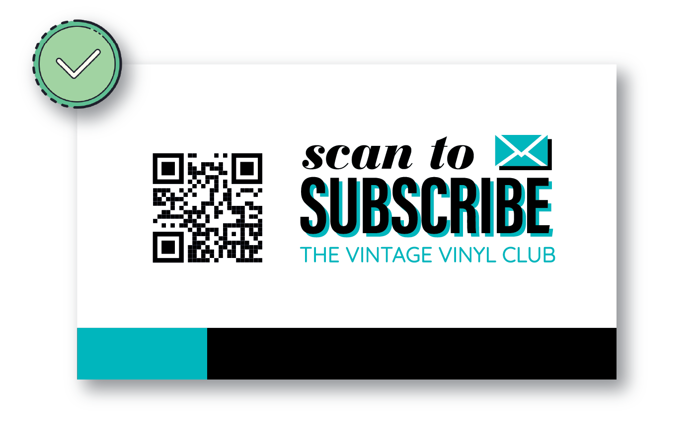 A business card with the QR code placed correctly, leaving enough empty space surrounding it. You can scan this QR code easily.