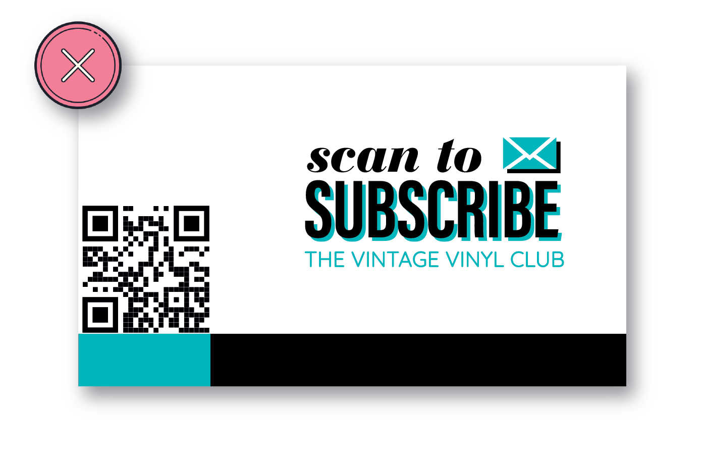 A business card with the QR code placed incorrectly. The QR code is too close to other elements and the edge of the design. There's a chance we'll cut through the QR code.