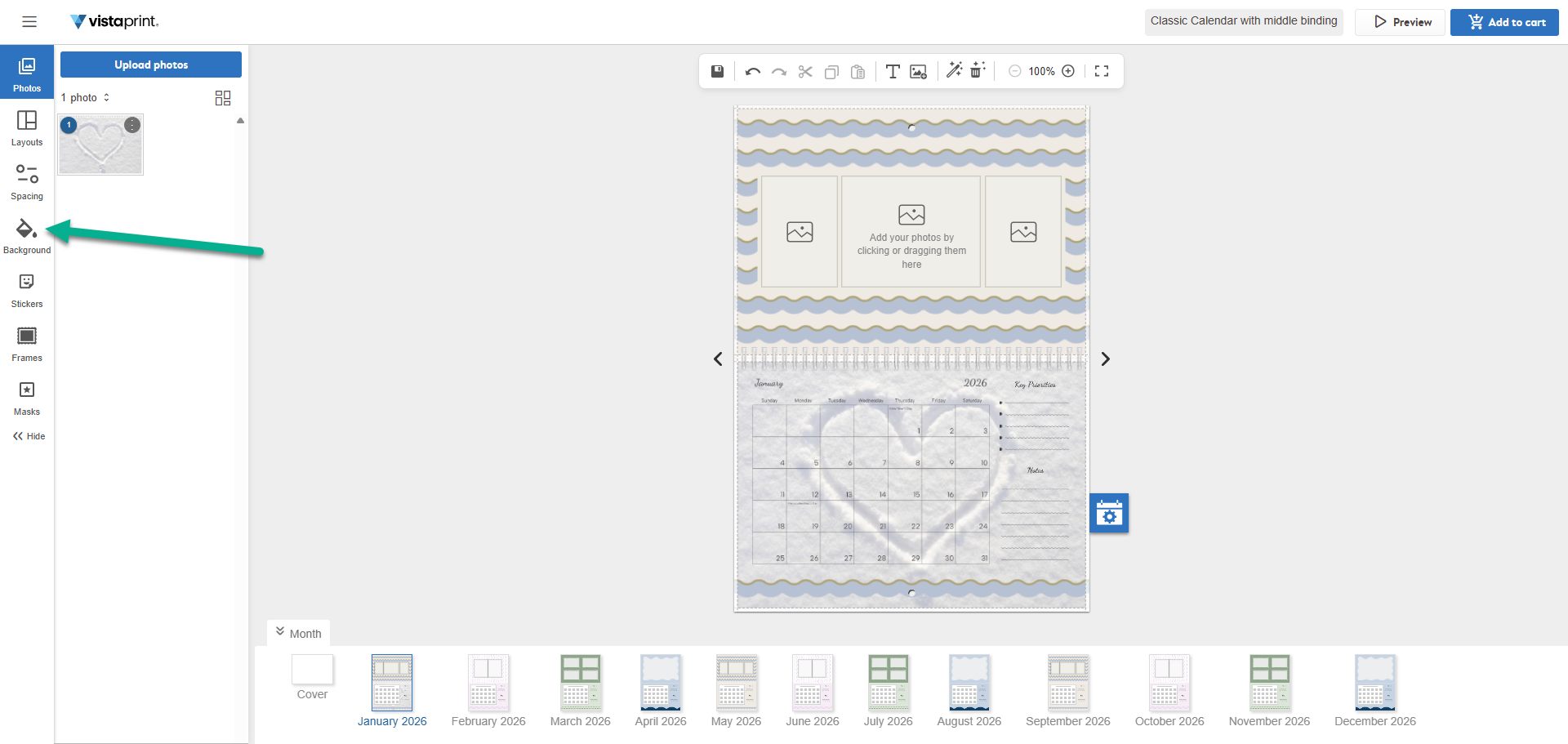 The Background tab is highlighted in the left sidebar