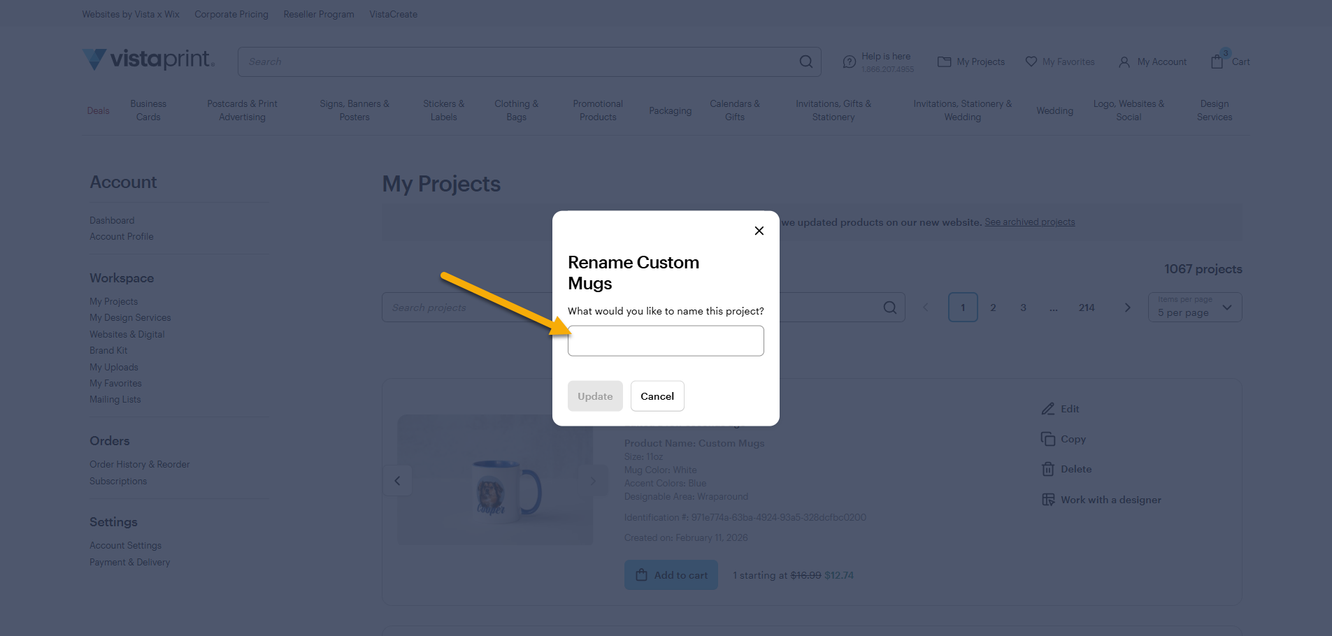 A message prompting you to rename your design.