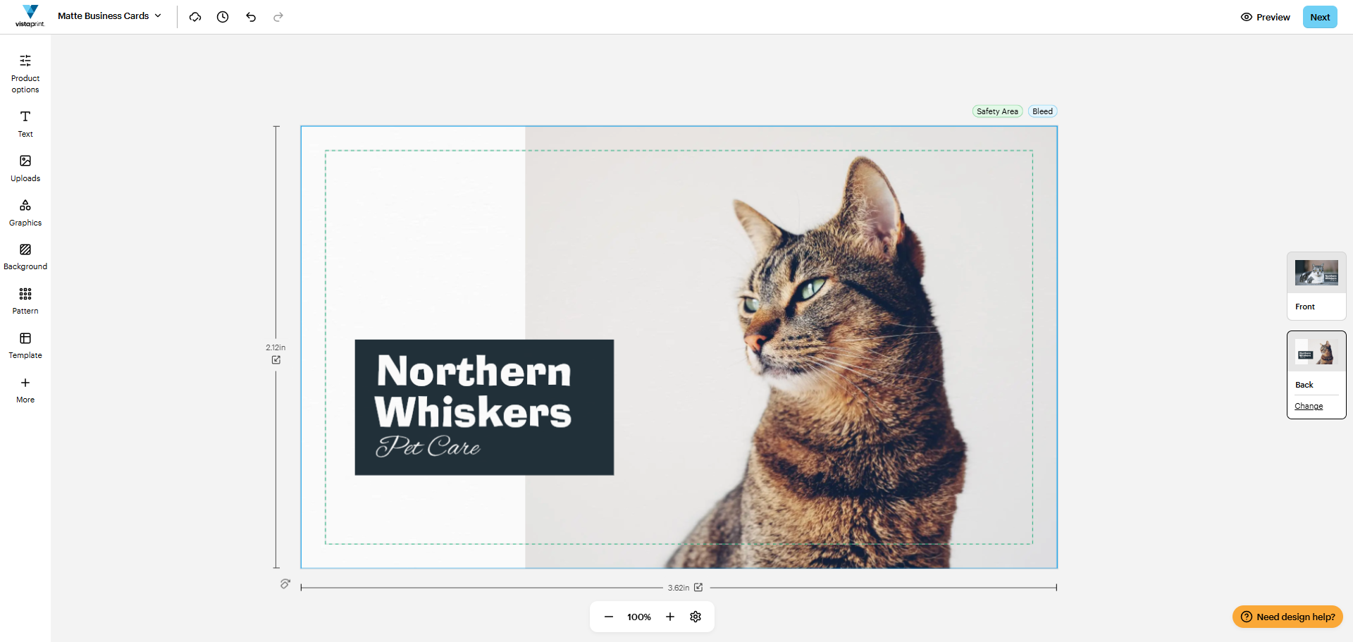 Now the rectangle has been brought forward. It's above the cat image but still under the text elements. Now you can read the text.