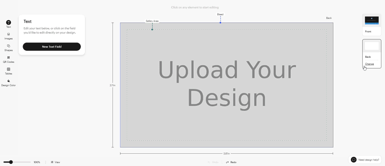 Animated example showing how to upload and place an image on the back of a design in design studio.