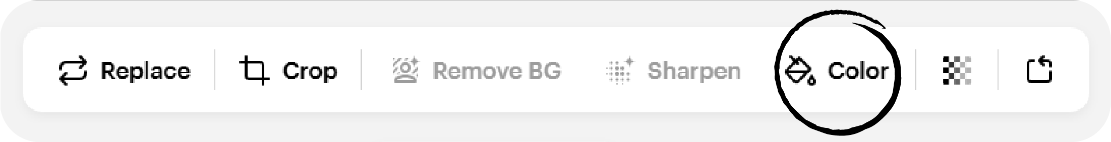 Colour option selected in the toolbar after choosing the background.