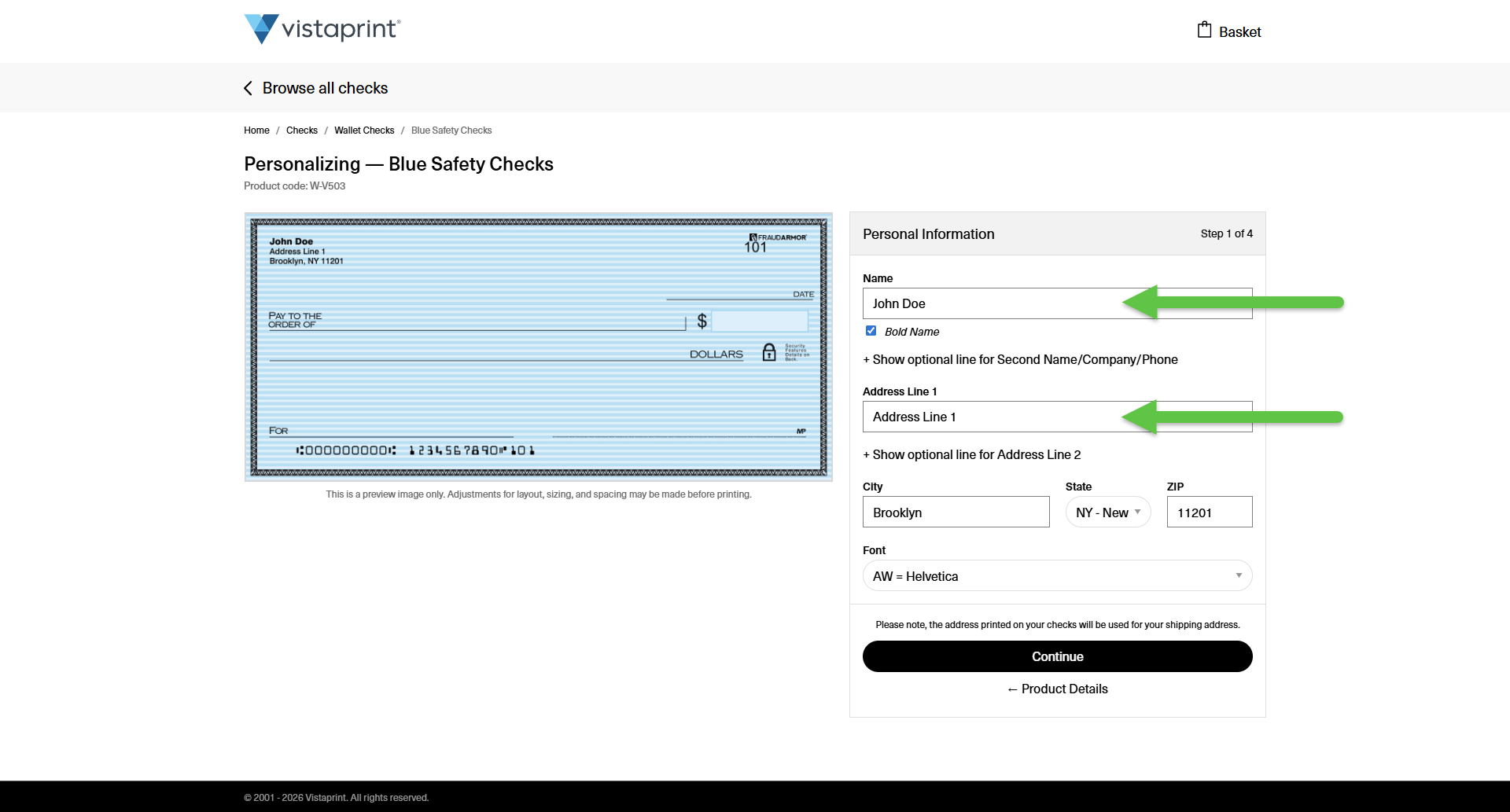 Design studio with personal information entry highlighted.