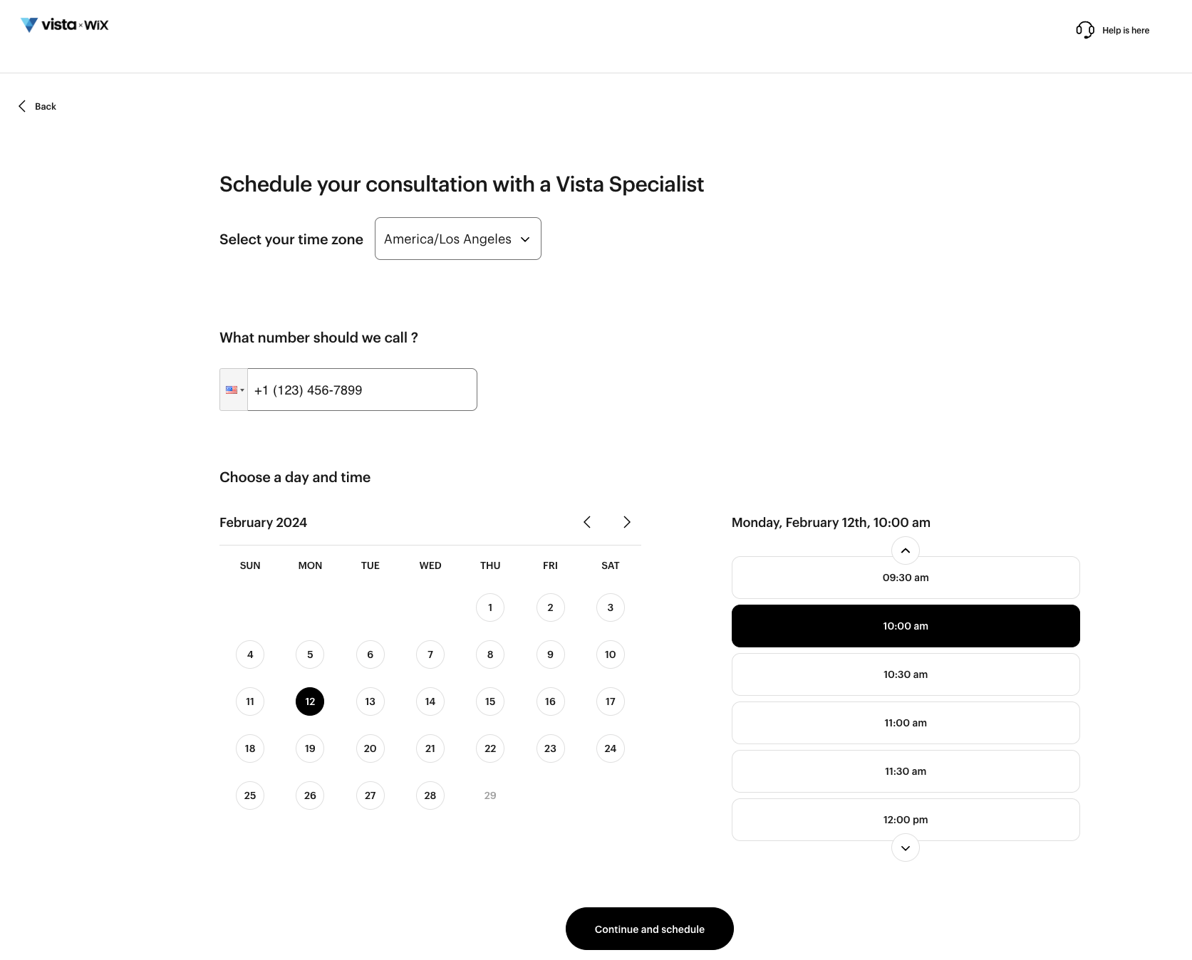 Menu permettant de planifier une consultation à l'aide d'un calendrier pour choisir une date et une heure.