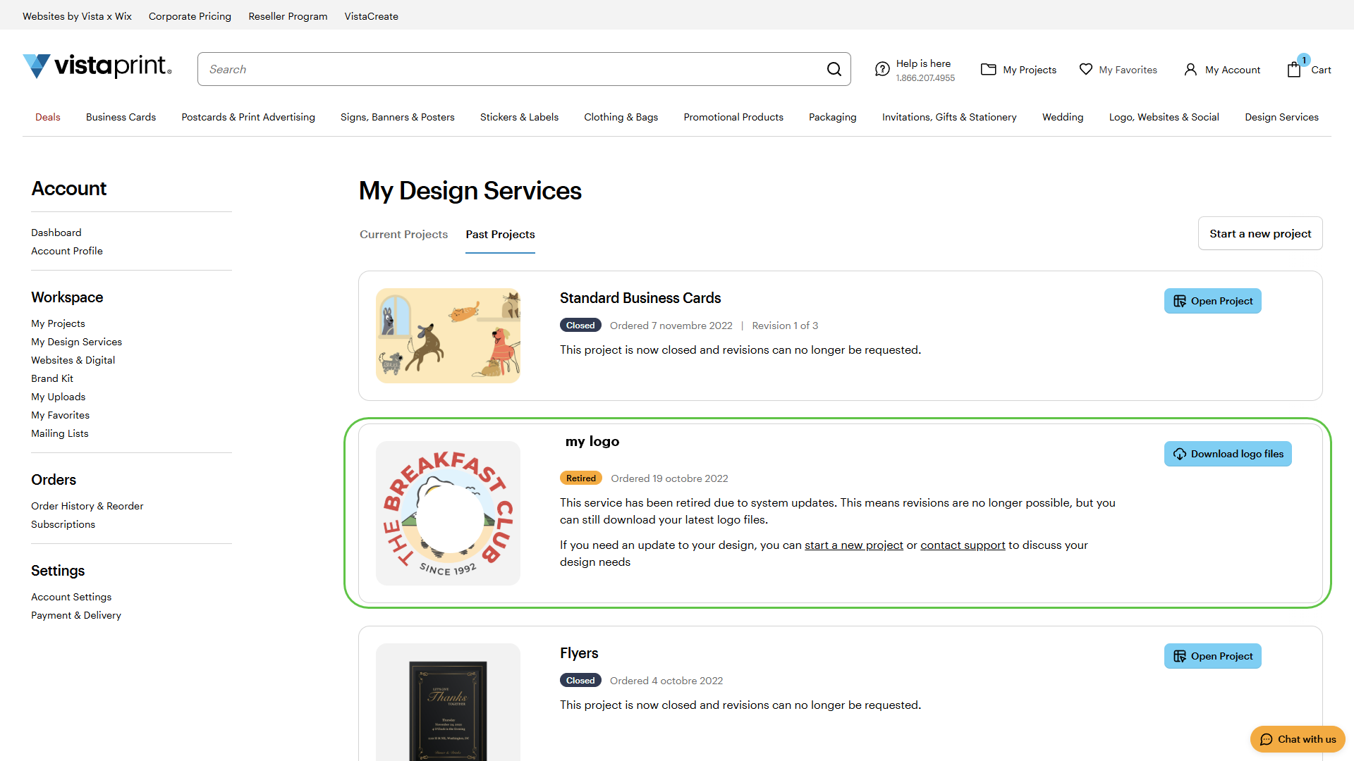 Page Mes services graphiques présentant un graphisme.