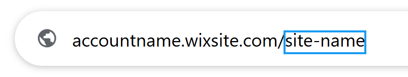 Voorbeeld van een Wix-URL waarin de sitenaam is gemarkeerd.