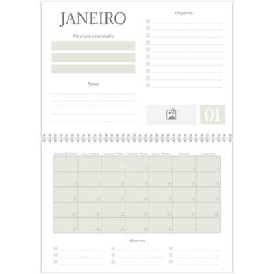 Exemplo de página 1, Calendários de parede, opção 7