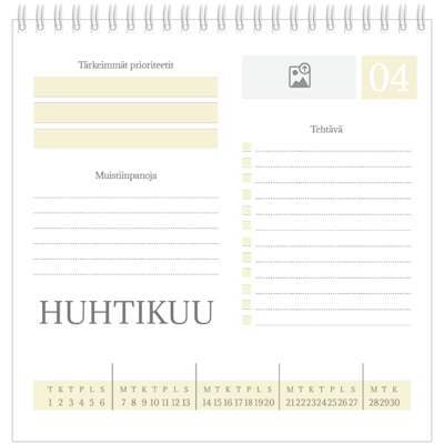 Esimerkki sivusta 4, Pöytäkalenterit omalla painatuksella, vaihtoehto 6