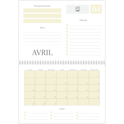 Exemple de page 4, Calendrier mural, option 7