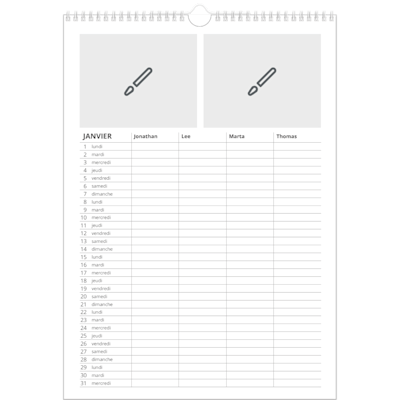 Exemple de page 1, Calendrier mural, option 13