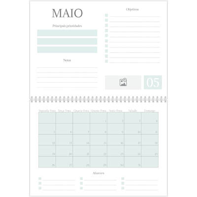 Exemplo de página 5, Calendários de parede, opção 7