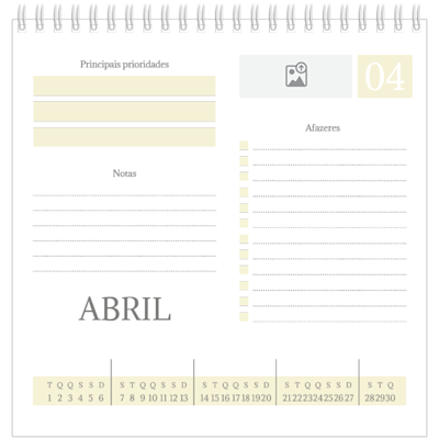 Exemplo de página 4, Calendários de mesa personalizados, opção 6