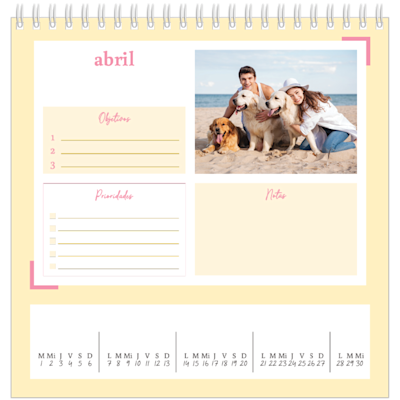 Ejemplo de página 4, Calendarios de mesa personalizados, opción 13