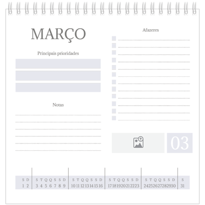 Exemplo de página 3, Calendários de mesa personalizados, opção 6