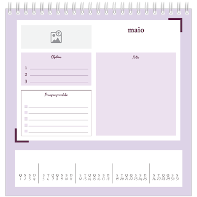 Exemplo de página 5, Calendários de mesa personalizados, opção 11