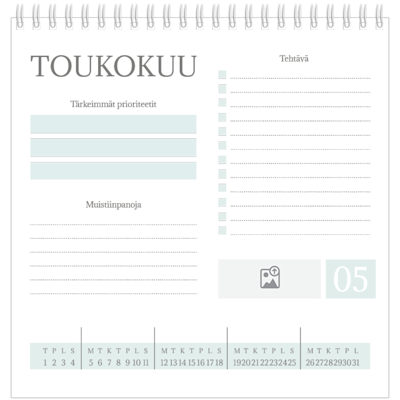 Esimerkki sivusta 5, Pöytäkalenterit omalla painatuksella, vaihtoehto 6