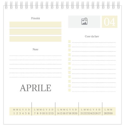 Esempio di pagina 4, Calendari da tavolo personalizzati, opzione 4