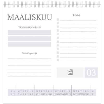 Esimerkki sivusta 3, Pöytäkalenterit omalla painatuksella, vaihtoehto 6