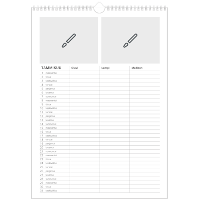 Esimerkki sivusta 1, Seinäkalenterit, vaihtoehto 23