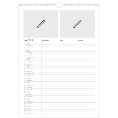 Exemple de page 1, Calendrier mural, option 15