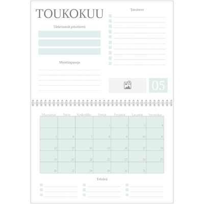 Esimerkki sivusta 5, Kiiltävät valokuvakalenterit, vaihtoehto 7