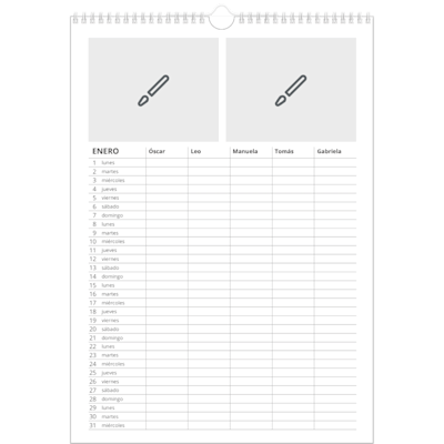 Ejemplo de página 1, Calendarios de pared personalizados, opción 11