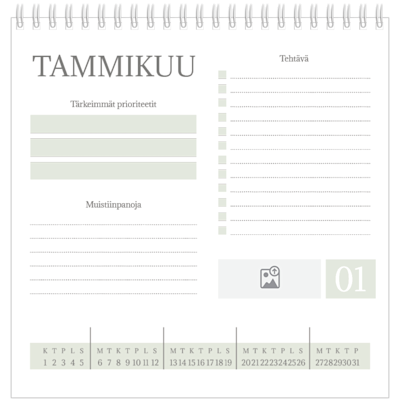 Esimerkki sivusta 1, Pöytäkalenterit omalla painatuksella, vaihtoehto 6