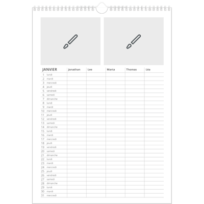 Exemple de page 1, Calendriers muraux, option 11