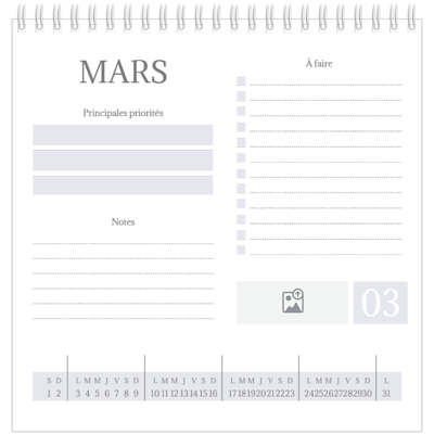Exemple de page 3, Calendriers de bureau personnalisés, option 6