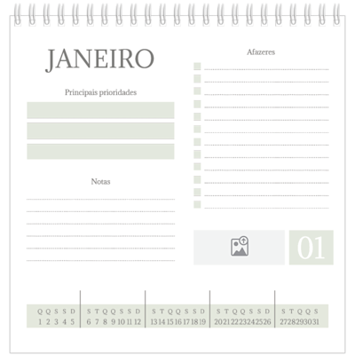 Exemplo de página 1, Calendários de mesa personalizados, opção 6