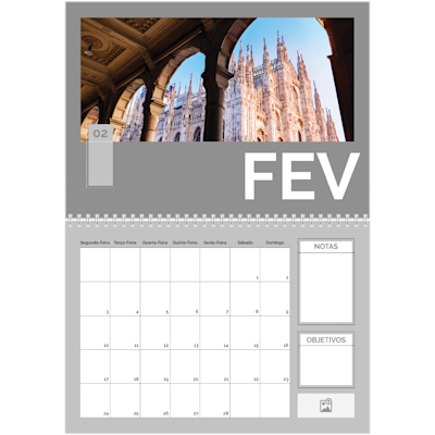 Exemplo de página 2, Calendários de parede, opção 8