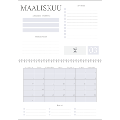 Esimerkki sivusta 3, Kiiltävät valokuvakalenterit, vaihtoehto 7
