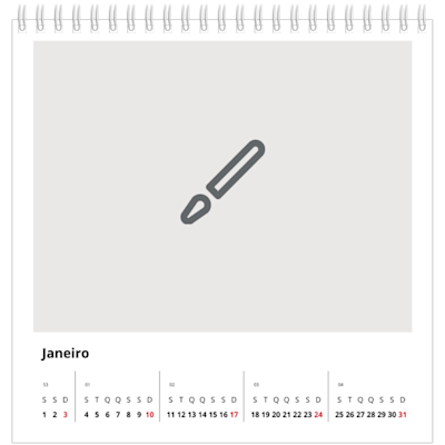 Exemplo de página 1, Calendários de mesa personalizados, opção 1
