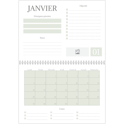 Exemple de page 1, Calendrier mural, option 7