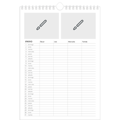 Ejemplo de página 1, Calendarios de pared personalizados, opción 10