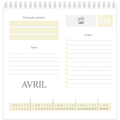 Exemple de page 4, Calendriers de bureau personnalisés, option 6