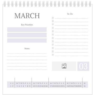 Example of page 3, Desk Calendars, option 11