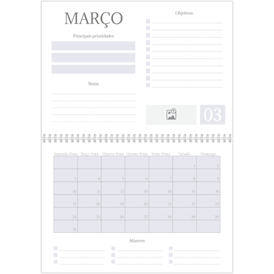 Exemplo de página 3, Calendários de parede, opção 7