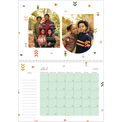 Exemplo de página 4, Calendários de parede, opção 8