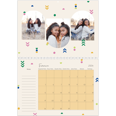 Exemplo de página 2, Calendários de parede, opção 8