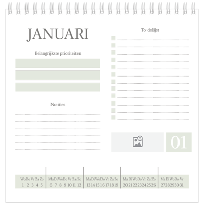 Voorbeeld van pagina 1, Bureaukalenders 2026, optie 6
