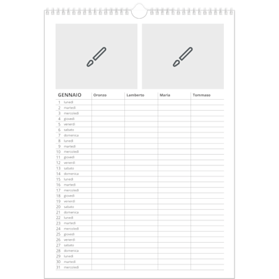 Esempio di pagina 1, Calendari da parete, opzione 1