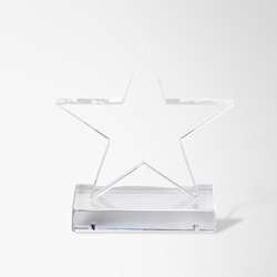 Engraved Optical Crystal 5 Pointed Star on Base Award