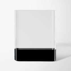 Engraved Optical Crystal Rectangle Award with Black Base