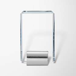 Engraved Optical Crystal Rectangle Award with Chrome Stand