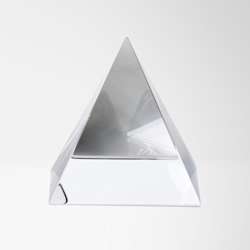 Engraved Optical Crystal 4 Sided Pyramid