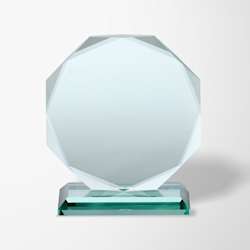 Engraved Jade Glass Facetted Octagon Award
