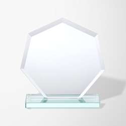 Engraved Jade Glass Bevelled Edge Heptagon Award