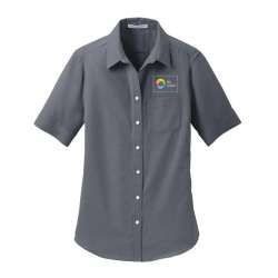 Blusa de manga corta Port Authority® SuperPro™ tipo Oxford para damas